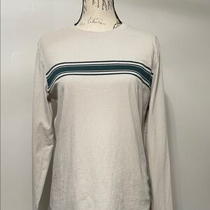 GAP Beige Long Sleeve Shirt with Dark Green Stripes
